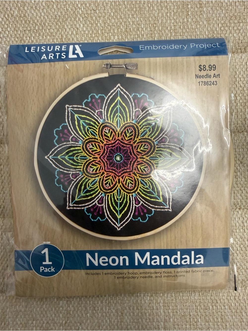 Leisure Arts Neon Mandala Embroidery Wall Art - Multicolor